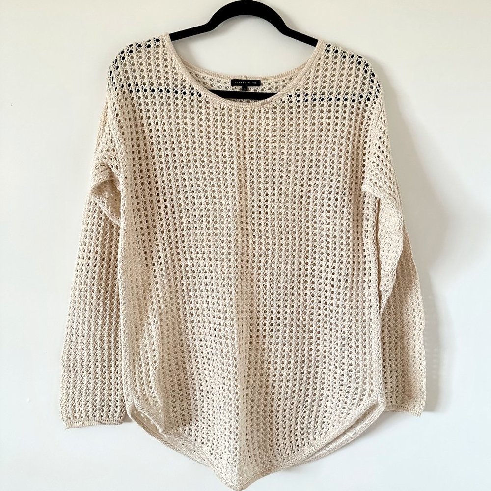 JEANNE PIERRE, cream/gold, crochet sweater, Size S